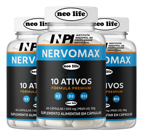 3x Nervomax 180 Caps Original - Envio Hoje - Formula Oficial