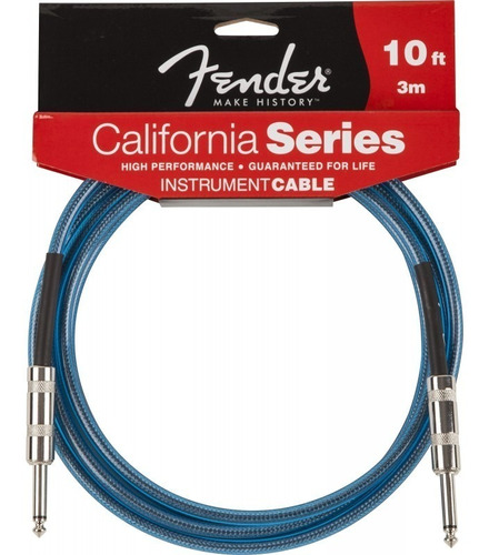 Cable Fender Para Guitarra Bajo California 3 Metros Celeste