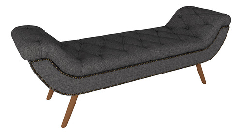 Puff Recamier Com Tachas 195cm Santorini Linho Cinza Escuro
