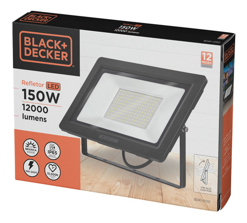 Refletor Led Eco 150w Branca Ip65 100-240v - Black + Decker