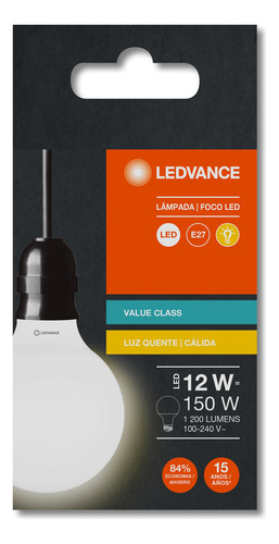 Lámpara Foco Globo Led Ledvance Osram 12w E27 Por Luz Blanco Cálido