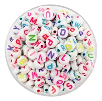 Comprar 720u Cuentas Plasticas Letras Blancas Planas Redondas 7 Mm