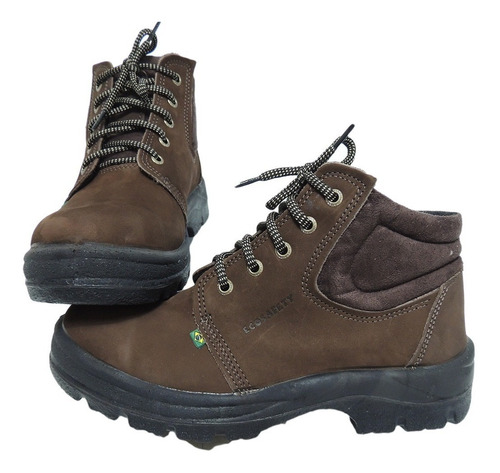 Nobuck Botina Bota Segurança Bico Pvc Café Marrom Ecosafety