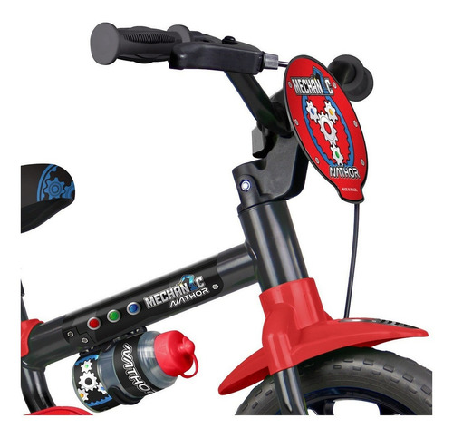Imagem 4 de 4 de Bicicleta infantil Nathor Mechanic aro 12 freio tambor cor preto/vermelho com rodas de treinamento