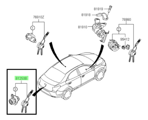 Cilindro Maleta C/llave Para Original Hyundai Verna 2020