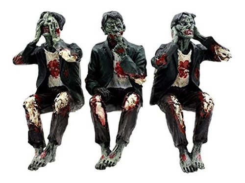 Ebros Gift 4  H Walking Dead Zombie See Hear Speak No Evil .