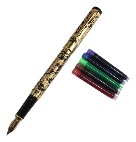 Avanzada Pluma Estilogrfica Jinhao 5000dragn Ao Oro Con Negr