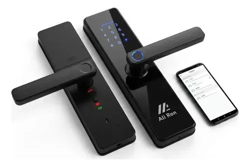 Fechadura Digital Biométrica Com Senha Para Porta De Madeira Preto