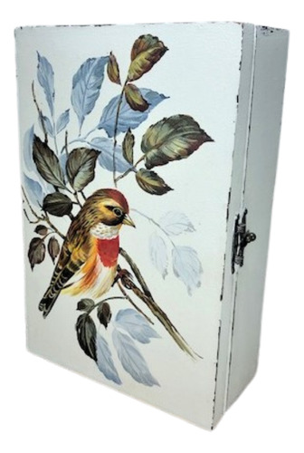 Caixa De Madeira Pintada A Mão - Pássaro