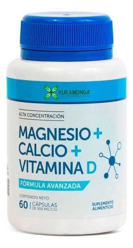 Magnesio + Calcio + Vitamina D - 60 Cápsulas Sabor Sin sabor