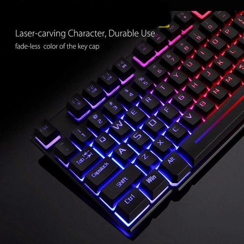 Imagen 5 de 7 de Kit Teclado Mouse Gamer Profesional Retroilumin Usb Negro