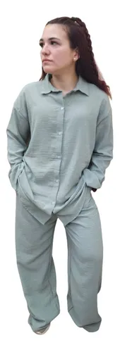 Conjunto Lino Cey Palazzo C/ Elastico+camisa Manglarg Tm Axl