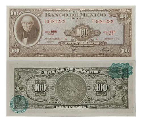 comprar Billete 100 Pesos Miguel Hidalgo 1965 Abnc Sin Circular