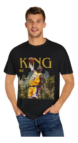 Polera Unisex Lakers Nba King Basket Los Angeles Estampado