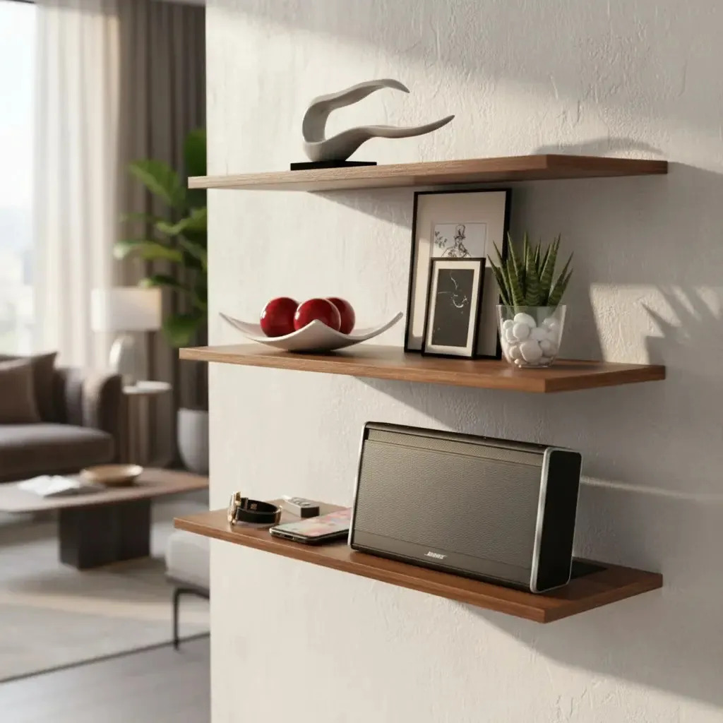 Repisas Decorativas Modernas Flotantes Set 3 Und 50cm Color Amaretto