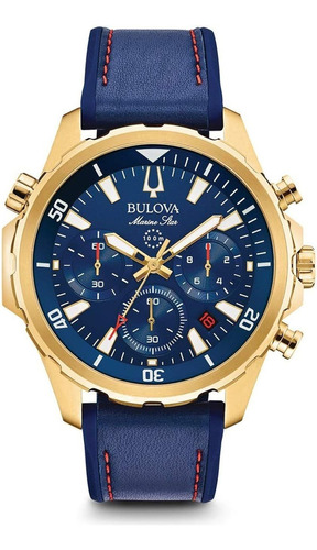 Reloj Bulova 97b168 De Cuarzo Cronógrafo Para Hombre Con Color de la correa Azul Color del bisel Acero inoxidable Color del fondo Azul