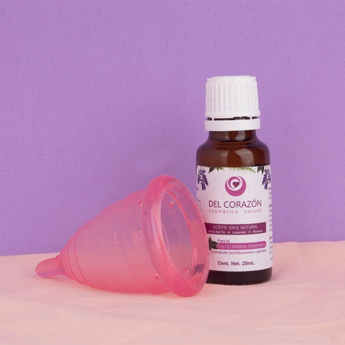 Copa Menstrual Angelcup® Color Lila O Rosa + Aceite Íntimo Color Rosa Grande - A.íntimo Talla Grande