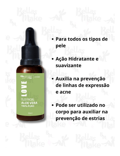 Aceite Facial Aloe Vera Max Love 100% Puro 30ml