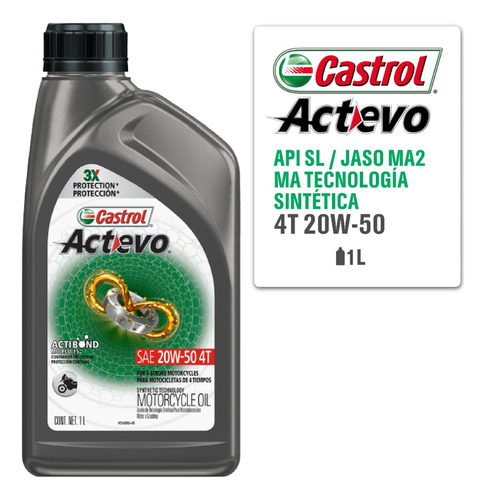 Aceite Castrol Actevo 4t Semisintetico 20w50 1 L