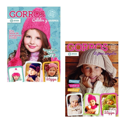 Revistas Tejido 2 Agujas Gorros Niños Pack De 2 