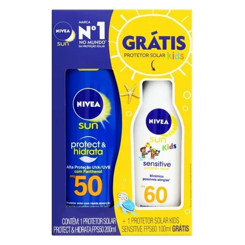 Kit Protetor Nivea Adulto Fps50 200ml + Kids Fps60 100ml