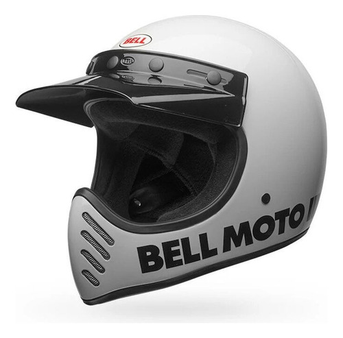 Casco Moto Bell Moto-3 Integral Sin Visor Fibra De Vidrio Blanco Classic Gloss White Xl