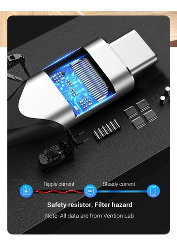Imagen 4 de 7 de Cable Usb-c 3.1 Macho-macho Marca Vention 1 Metro