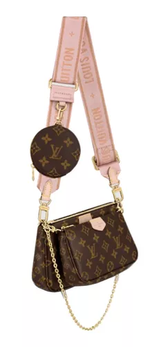 Bolso LV 3 piezas con correa rosa