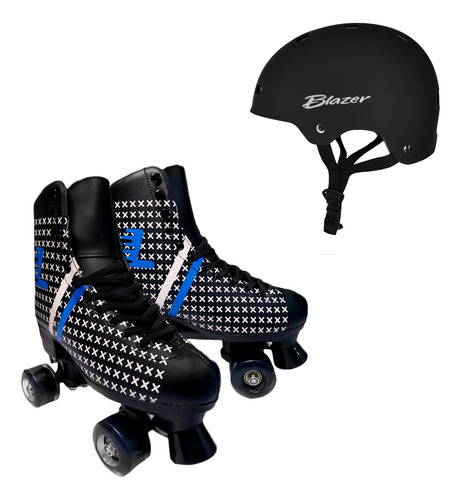 Patines Clasicos Diseño Vinil Con Riel De Plastico + Casco