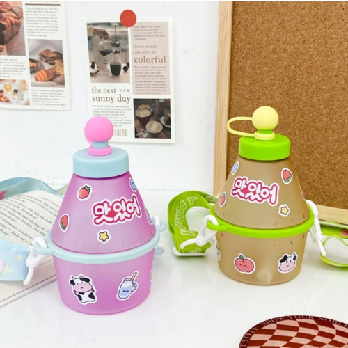 Vaso Termo Fruit Bottle Para Niño 400 Ml Con Popote Color Rosa Fruit Milk Bottle