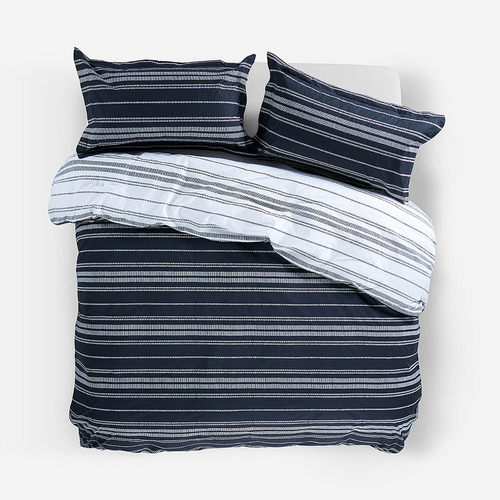 Funda Plumón Algodón Reversible Wedel Azul-blanco King