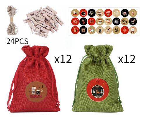 Aplicable A 24 Bolsas Arpillera Costales Navidad Dulces