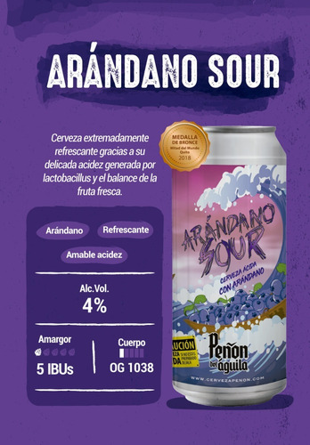 Peñón Del Aguila Arándano Sour - Lata 473 Ml