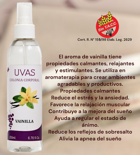 Body Splash Fragancias Corporal Vainilla Uvas Cosmeticos