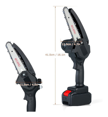 Imagen 4 de 6 de Mini Moto Sierra Inalambrica Cadena Bateria Recargable