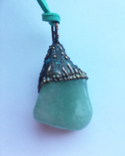 Imagen 2 de 3 de Collar De Cuarzo Verde, Signo De Libra, Chakra Del Corazon