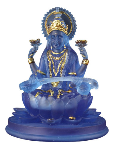 Saraswati Hindú Sentado En Figuritas De Loto Para Azul