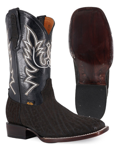 Bota Vaquera Piel Cuello De Toro Original Para Hombre