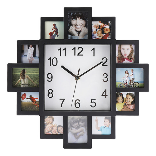 - Reloj De Pared De Plástico 2 En 1 Con Marco De Fotos