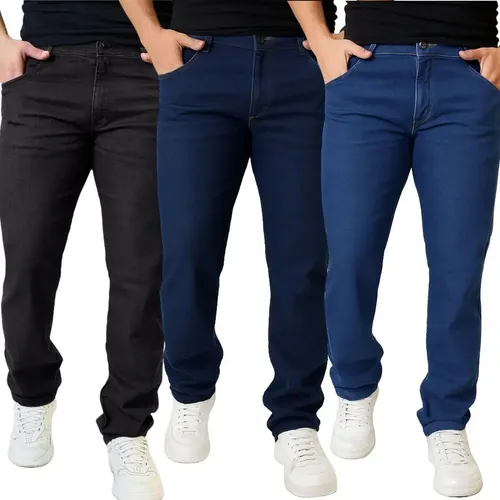 Kit 3 Calcas Jeans Masculinas Com Lycra Alta Qualidade