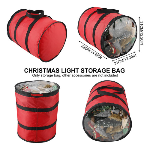 Bolsa De Almacenamiento De Luces Navideñas Rojas