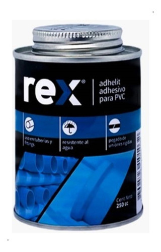 Adhesivo Para Pvc 250 Cc Tarro Secado Rapido Marca Rex 30480