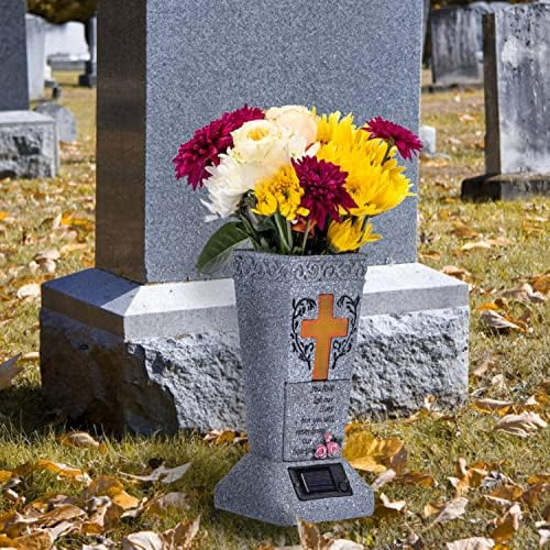 Huyieno Jarrón Solar Para Tumba De Cementerio Con Led Para F