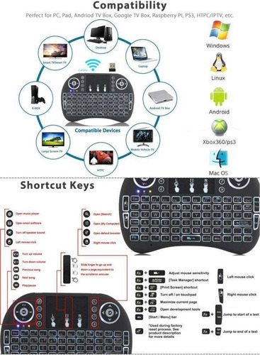 Mini Teclado Inalambrico Smart Tv Tablet Tv Box  Videojuego 