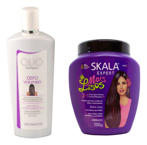 Shampoo Cero Volumen Ads + Baño Skala Lisos Anti Frizz