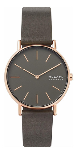 Reloj Mujer Skagen Skw2794 Cuarzo 38mm Pulso Gris En Cuero