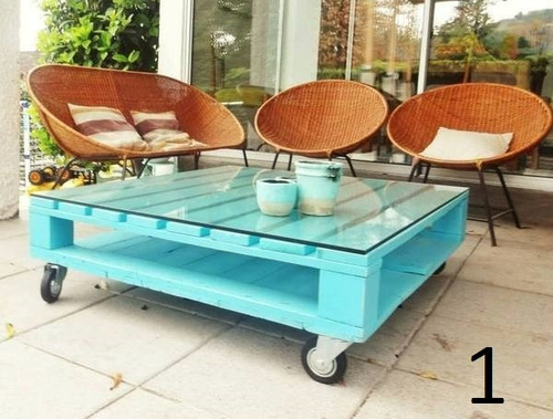 Mesa Ratona Pallet C/ruedas Y Vidrio + Envios