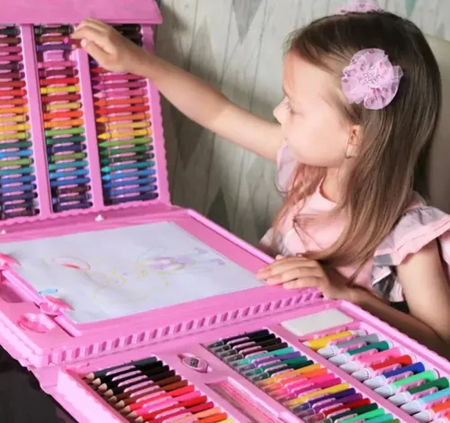 Set Kit De Arte Dibujo Colores Para Niños Maleta X208 Piezas