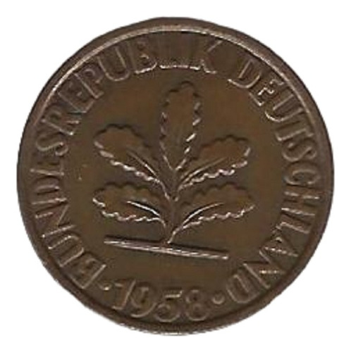 M449 Alemania Moneda 2 Pfennig 1958 G Km# 106 Xf