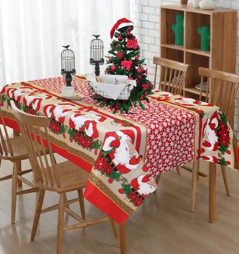 Toalha De Mesa Natal Estampada 4 Cadeiras Xadrez Vermelho